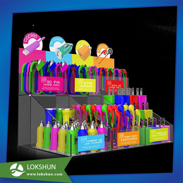Cell Phone Accessory Car Charger Acrylic Display Stand Rack