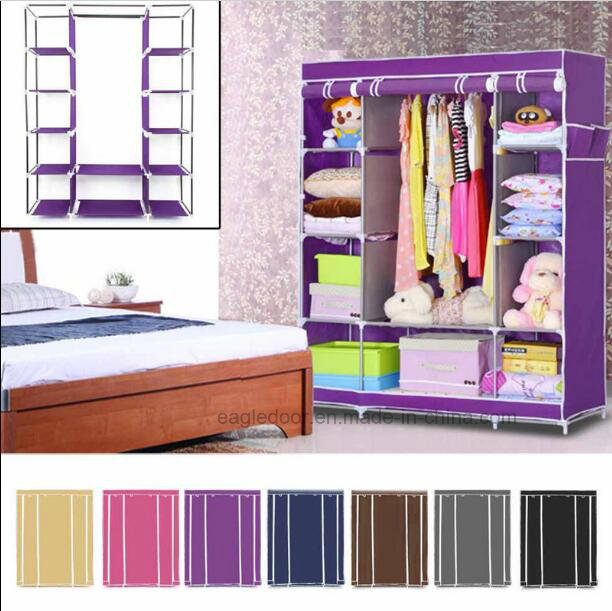 Modern Simple Wardrobe Household Fabric Folding Cloth Ward Storage Assembly King Size Reinforcement Combination Simple Wardrobe (FW-44)