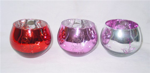 Wedding Silver Plated Glass Votive Candle Holder