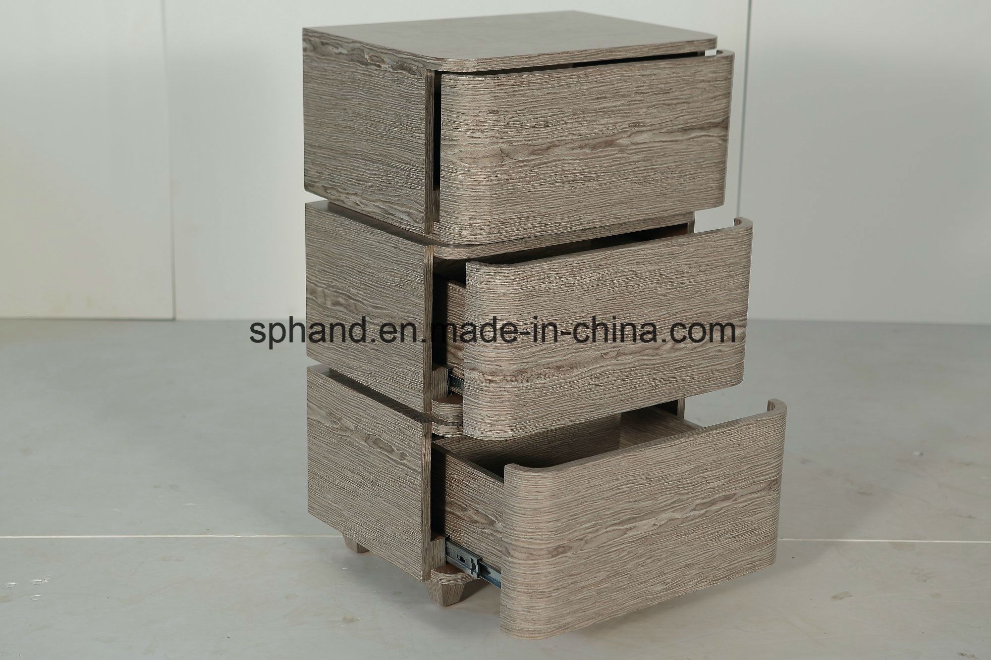 Oak Veneer Finish Three Level Drawer Display Stand
