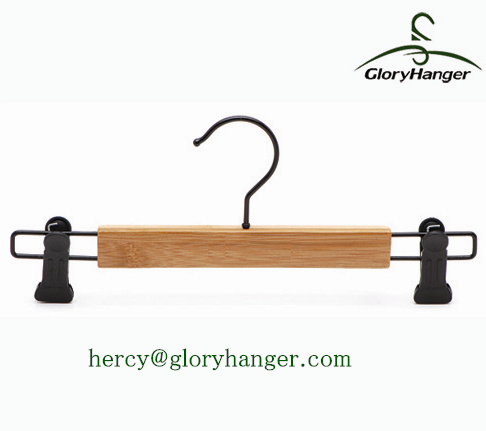 Bamboo Hanger for Trouser Display, Trouser Hanger with Clips