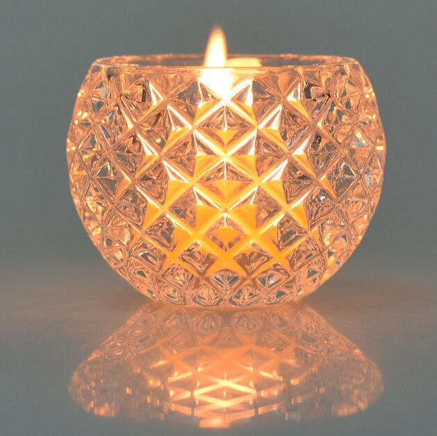 Ball Shape Glass Clear Color Tea Light Candle Holder