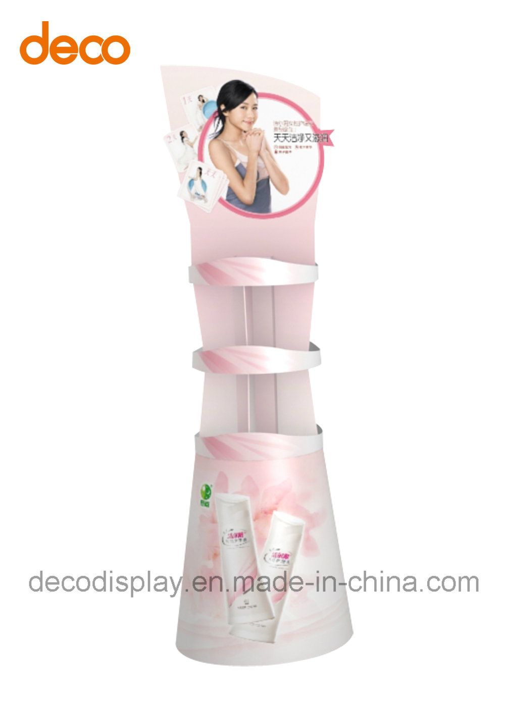 Hot Selling Floor Paper Cardboard Display Shelf for Cosmetic