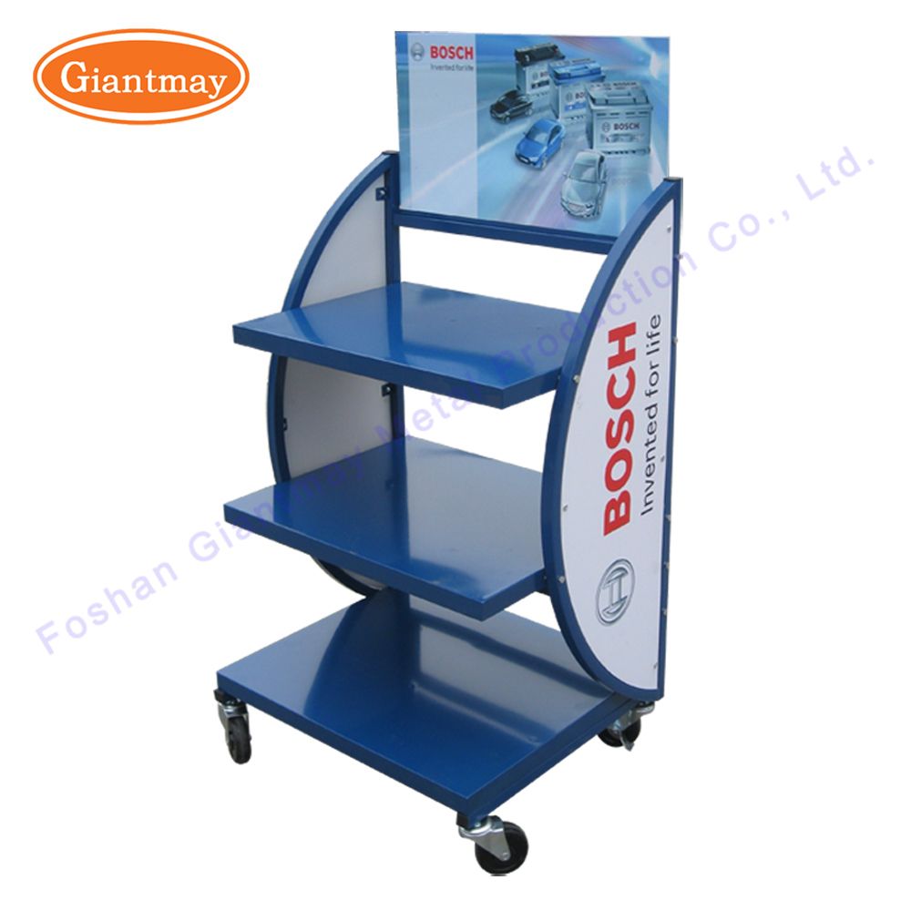 Wholesale Automotive Car Battery Storage Display Rack with Wheels