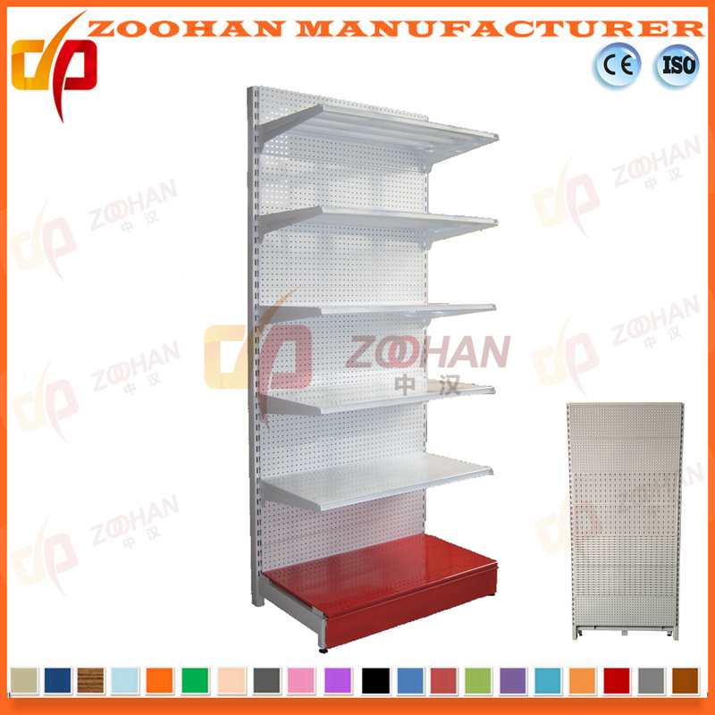 Factory Single Side Iron Supermarket Hole Back Display Wall Shelves (Zhs558)