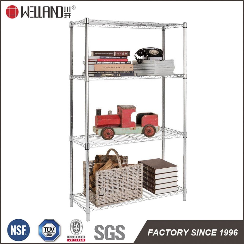 4 Tiers 250lbs Middle Duty Livingroom Storage Space Saver Chrome Metal Wire Shelving Rack