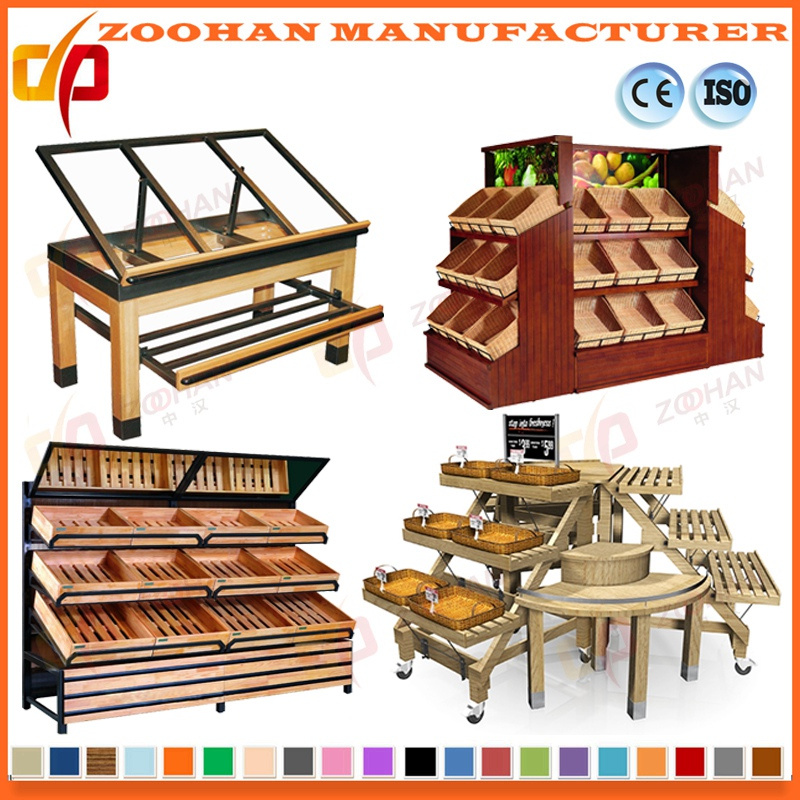 Wooden Store Supermarket Vegetables Fruit Display Shelf Stand Shelving (Zhv19)