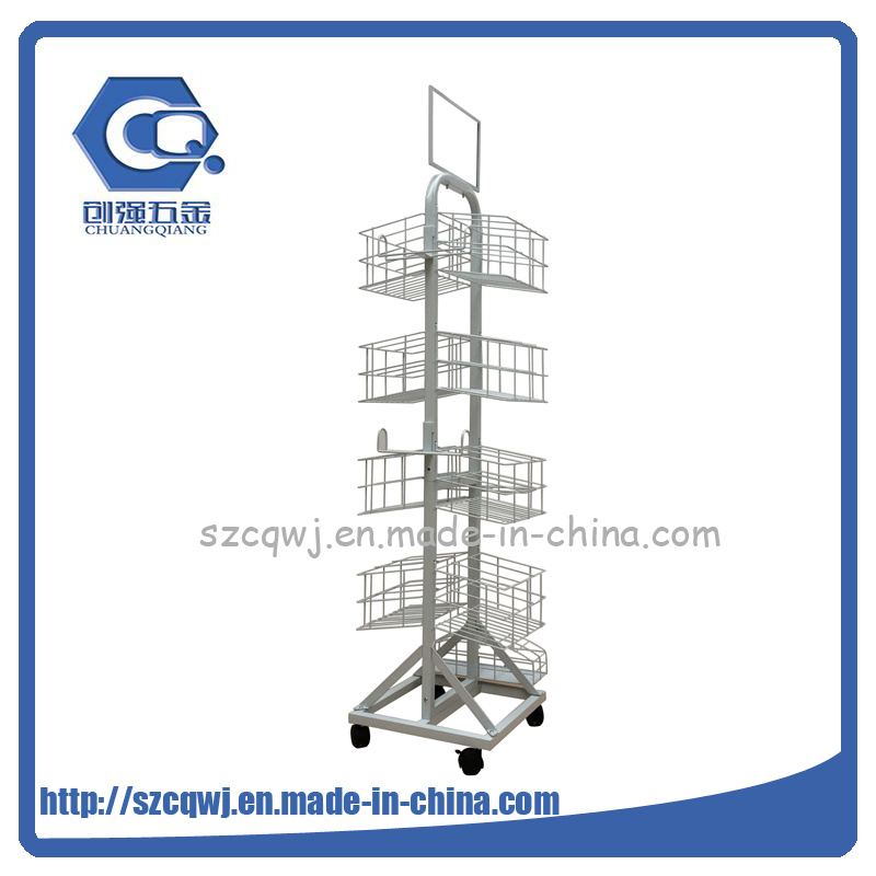 4-Tier Rotation Metal Custom Floor White Umbrella Display Rack
