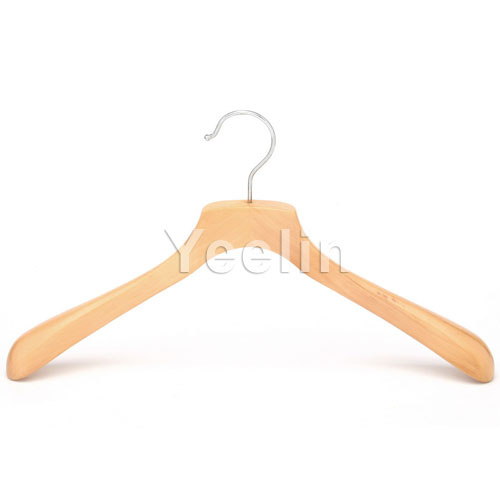 Deluxe Wooden Broadshoulder Garment Hanger with Shiny Chrome Hook (200-8269-W)