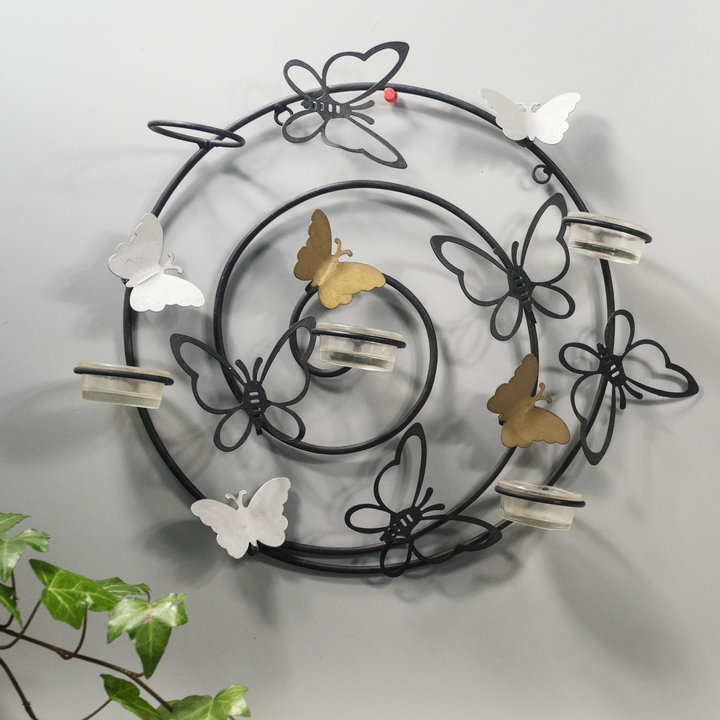 Iron Round Butterfly Candle Holder with Cups