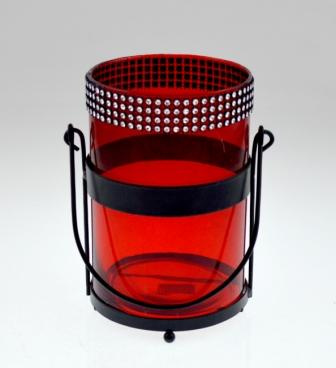 Iron Hung Glass Candle Holder