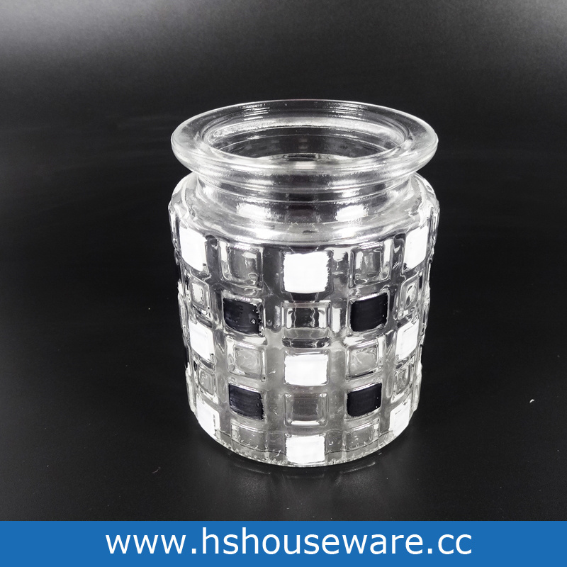 White and Balck Square Design Candle Holder
