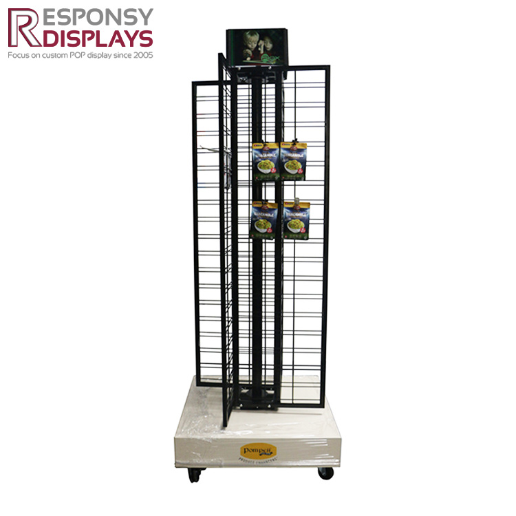 Wood Base Accessories Display Metal Rack with Hooks