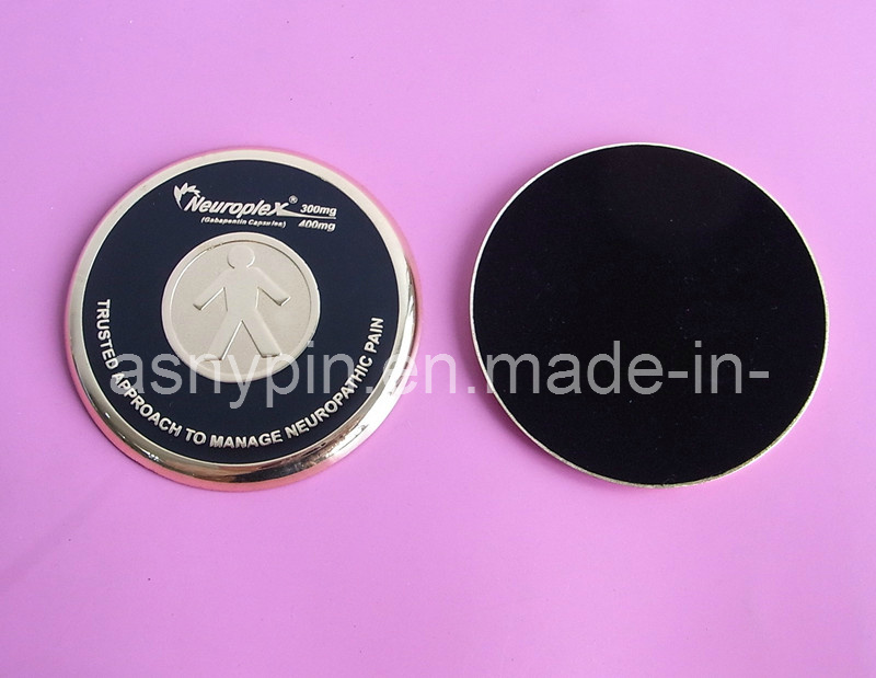 Embossed Logo Metal Gold Cup Coasters