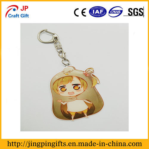 Customized Fancy Girl Shape Print Metal Keychain