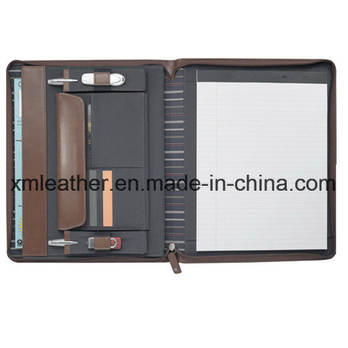 Zipper Leather Hardcover A4 Portfolio File Folder