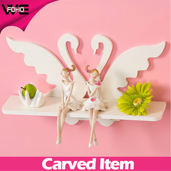 Fashion Waterproof White Swan Decorative Modern Wall Shelves