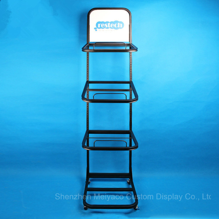 Supermarket Use 4 Layer Metal Black Mattress Display Rack