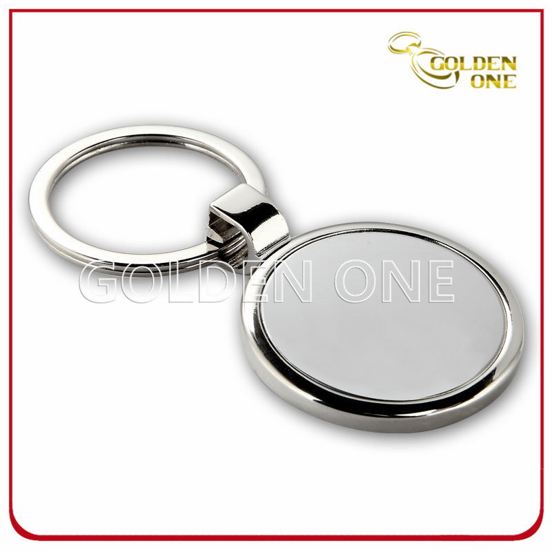 Promotional Shiny Nickel Plated Round Shape Metal Keyring