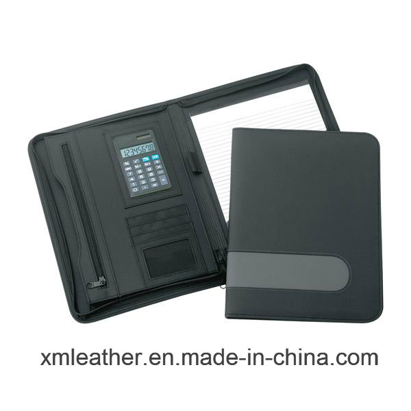 High Quality Leather Conference Holder Business Compendium with Calculator