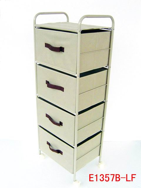 Fabric 4 Drawers Shelf with Metallic Tube Storage Cabinet