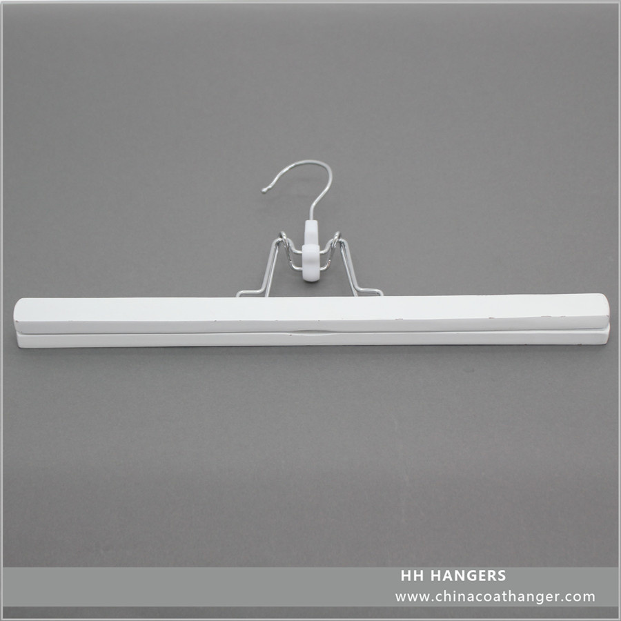 Wooden White Clamps Pants Skirt Hair Extension Hanger Wooden Clothes Hanger Hangers for Jeans