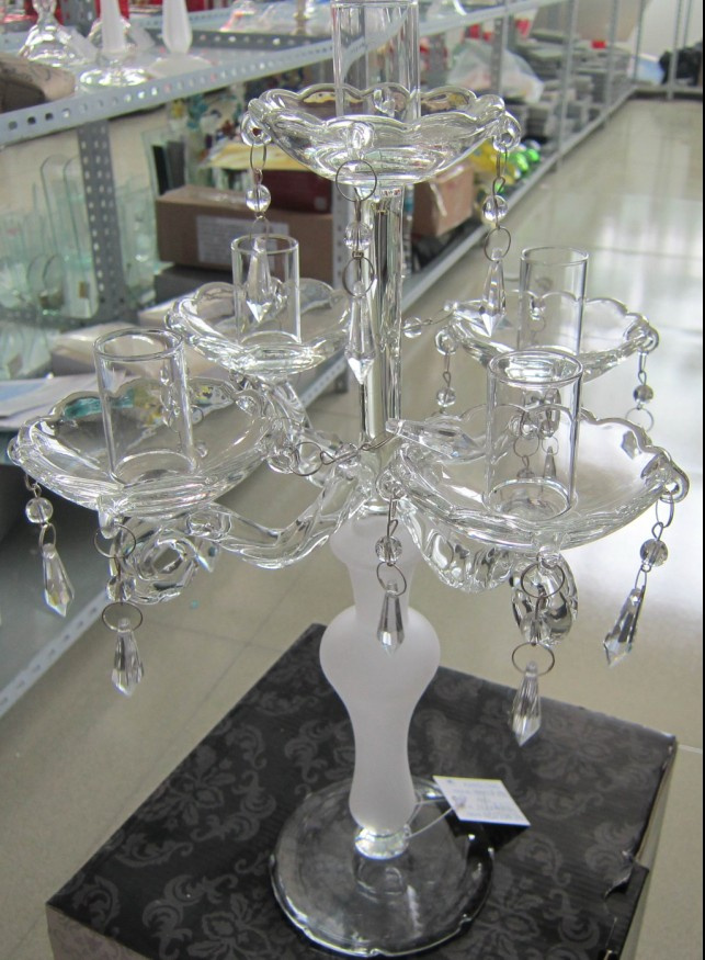 Frosting Glass Candle Holder with Five Posts...