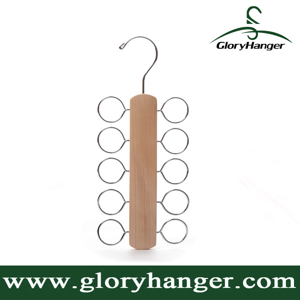 10 Holes Wooden Scarf Hanger Organiser