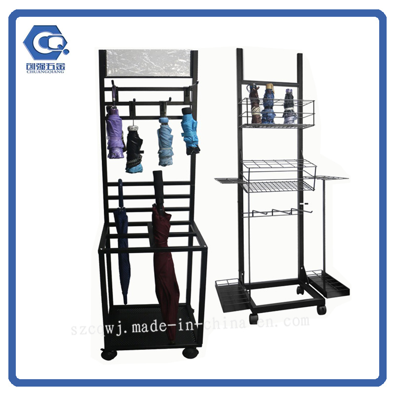 Retail Shop Floor-Standing Metal Umbrella Rack Display Stand