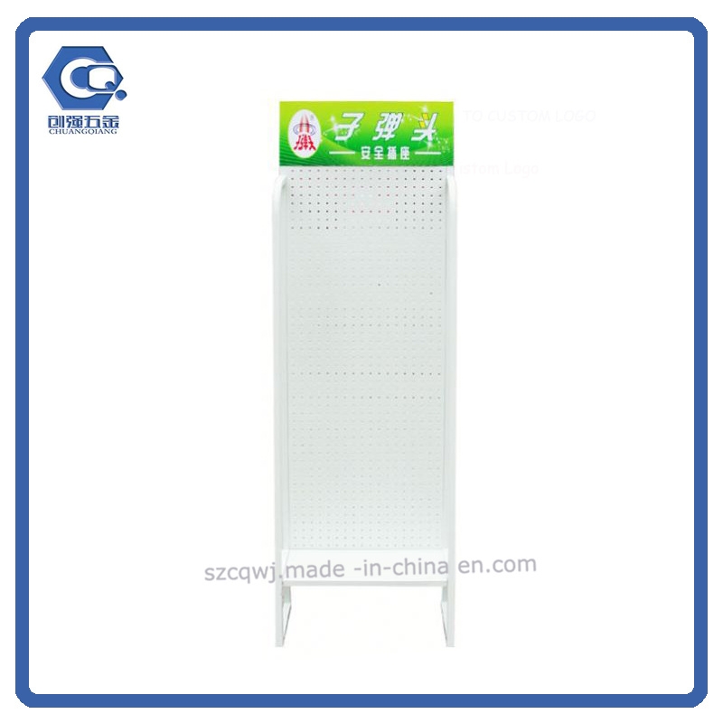 Good Quality White Metal Pegboard Display Rack with Logo