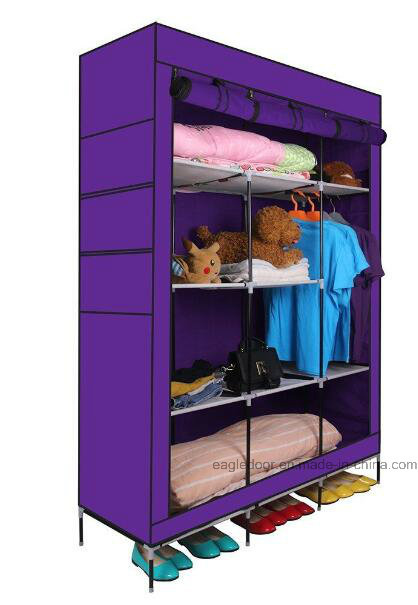 Modern Simple Wardrobe Household Fabric Folding Cloth Ward Storage Assembly King Size Reinforcement Combination Simple Wardrobe (FW-46D)
