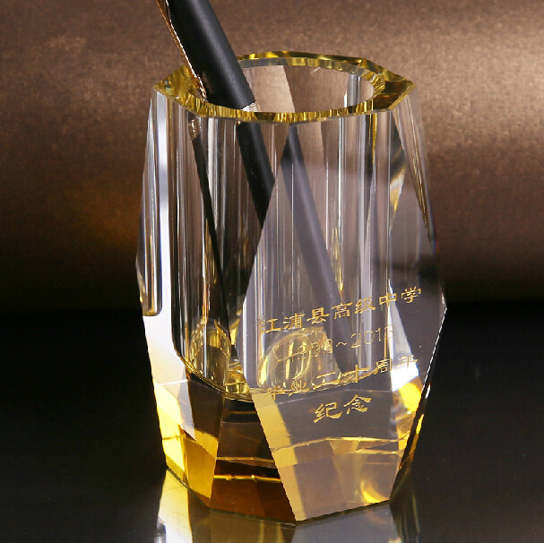 Crystal Glass Color Pen Holder for Office Set
