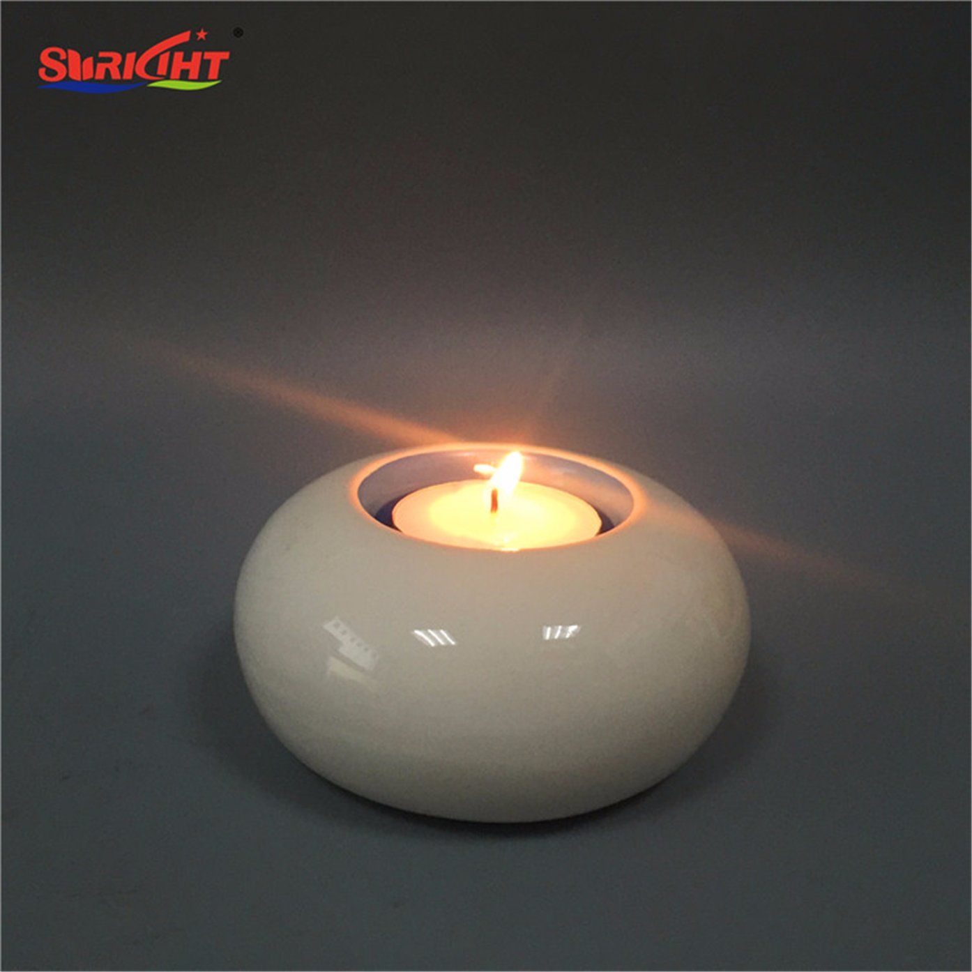 Porcelain Ceramic White Paint Round Zen Holder for Tealight
