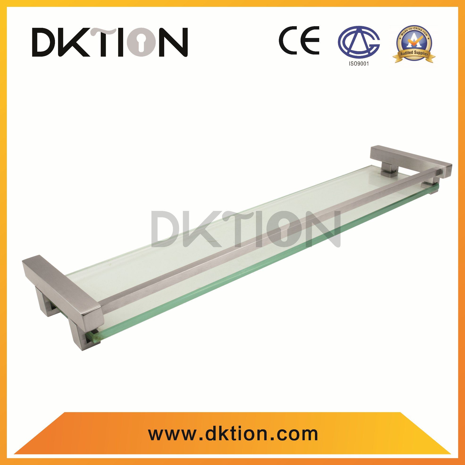 DY011 Stainless Steel Wall Mounted Bathroom Glass Shelf