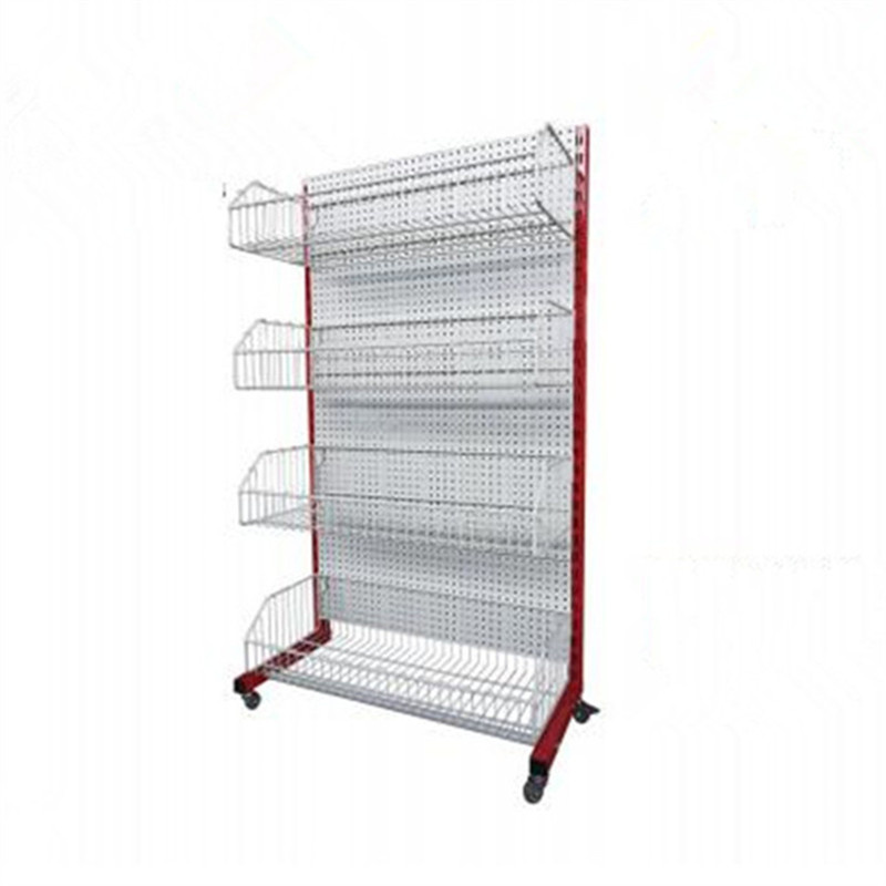 Supermarket Used Socks Display Perforated Back Panel Shelf with Basket