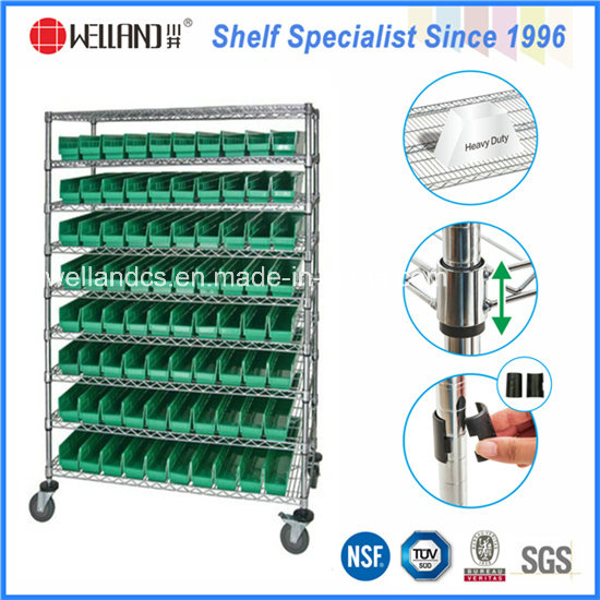 NSF Metal Bin Display Shelving Rack for Hospital/Drugstore