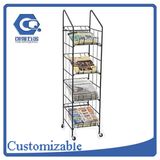 Customized Floor-Standing 4-Layer Metal Wire Newspaper Display Rack