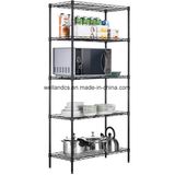 Black Epoxy Coated 4-Tier Steel Thicken Pole Adjustable Kitchen Storage Rack 1800 Height