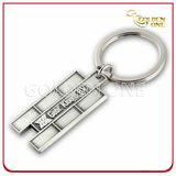 Customized Debossed Logo Sliver Plated Metal Keyring