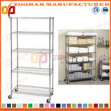 4 or 5 Shelving Chrome Home Storage Wire Shelving Rack with Wheels (Zhw9)