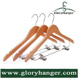 Natural Wood Coat Hanger with Pant Clips Hanger Wholesale