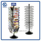 Pratical Floor Tiered Rotating 36-Pocket Wire Magazine Display Rack