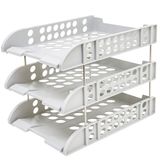 Sturdy 3 Tier Desktop File Trays Plastic Holders Display Rack