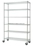 Rolling Heavy Duty 6 Shelf Adjustable Chrome Finish Commercial Wire Shelving Unit with Wheels