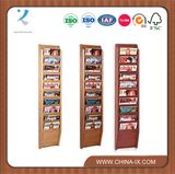 10-Tiered 10 Pockets Wood Magazine Rack for Wall