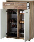 2 Door White Gloss and Oak Shoe Cabinet Organizer (HF-EY08199)