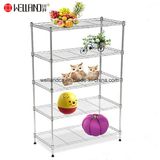 Hot Selling 5 Tiers NSF 80kgs Light Duty Storage Chrome Metal Wire Home Goods Shelf Unit