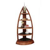 Boat Shaped Corner Bookshelf for Livingroom Furniture in Wooden