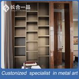 Customized Antique Barass Stainless Steel Bookcase/Bookrack for Living Room