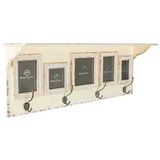 Antique Cream Wall Shelf with 5-Frames & 4-Hooks